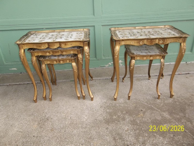 Vintage 1950s - 60"s Italian Florentine Gilded Plastic Nesting Tables - Set of 3 gallery