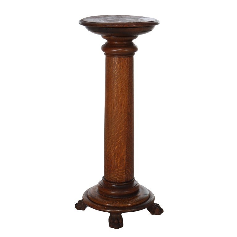 Antique RJ Horner Classical Oak Sculpture Stand C1900 gallery