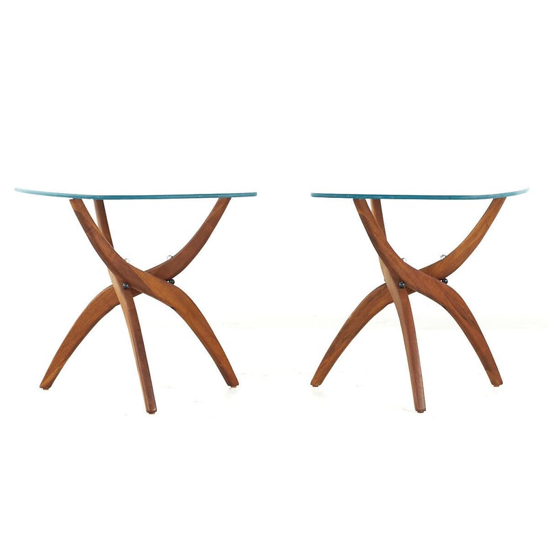 Forest Wilson Mid Century Walnut Side Tables – Pair