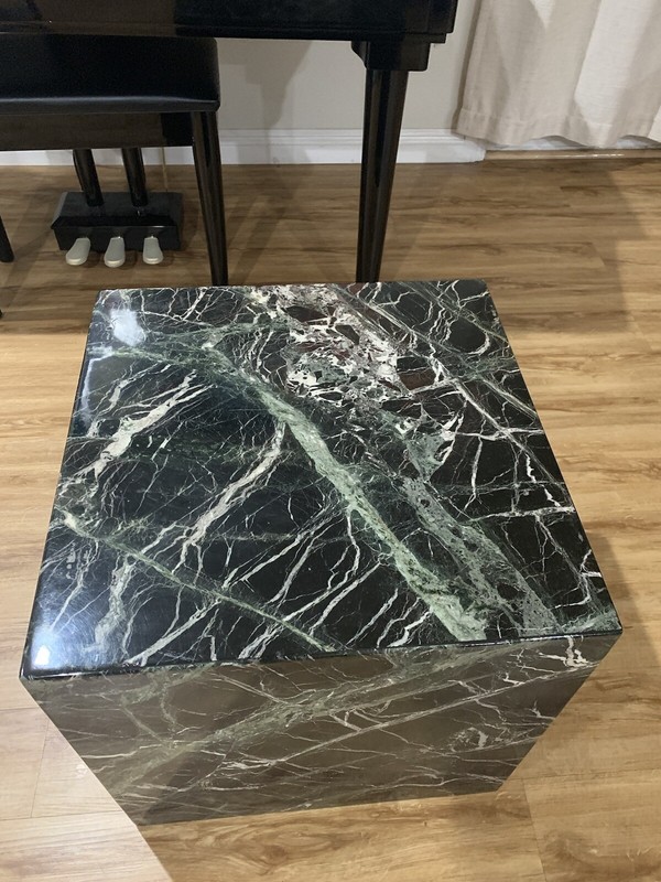 80's Circa Black Marble Cube Shape Pedestal/Table gallery