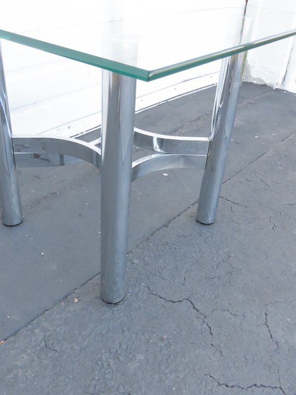 Hollywood Regency Mid Century Chrome Glass Top Side End Table 6418 gallery