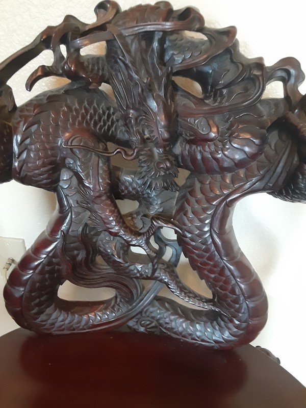 Beautiful carved wooden dragon chair. Great condition. gallery