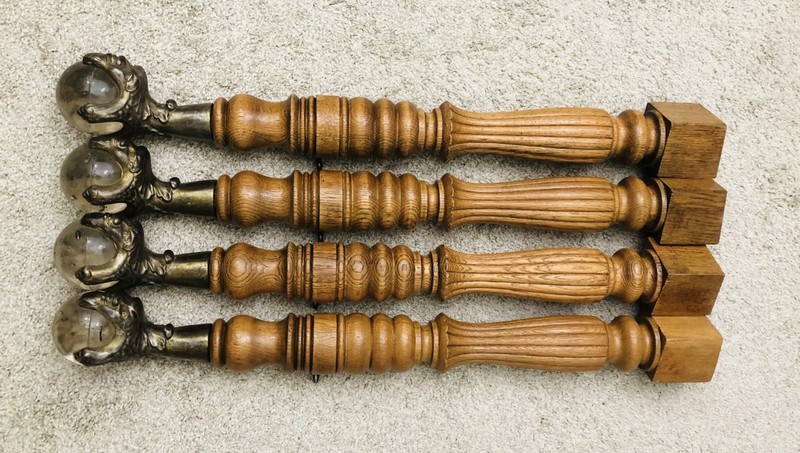 Set of 4 legs from antique glass ball claw foot oak table