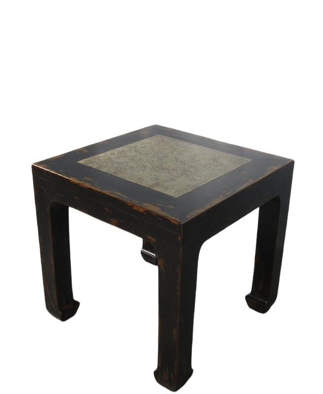 Marble Top Square and Distressed Black Vintage Accent or Side Table 25 gallery
