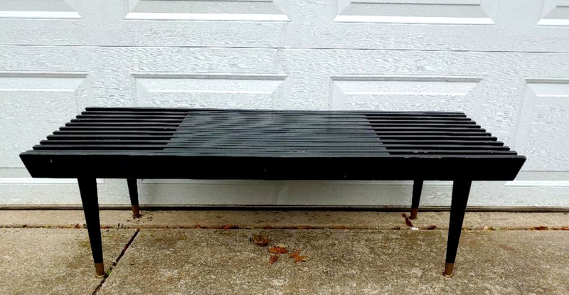 SUPER COOL MID CENTURY MODERN EXPANDABLE SLAT TABLE, JOHN KEAL? 4' TO 5'... gallery