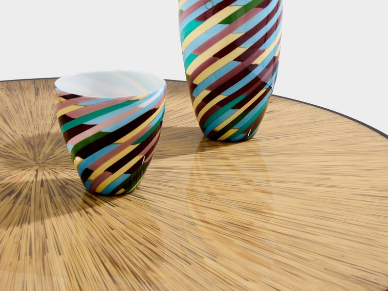 Bamboo marquetry and brass coffee table 1980 gallery