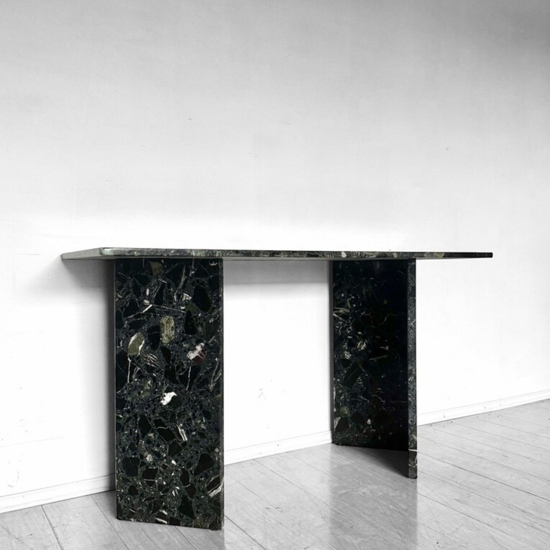 Vintage Green Marinace Granite Console Table or Stone Hallway Table Mid Century gallery