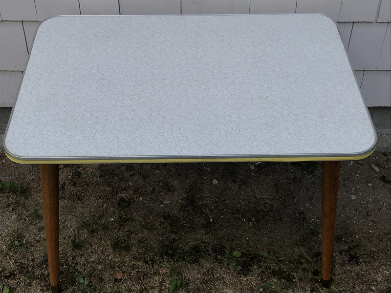 Vintage Mid Century Formica Top Kids Table Atomic Wood mcm legs