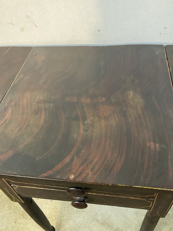 Antique Paint Decorated Sheraton Work Table Night Stand 2 Drawer Primitive Folk gallery