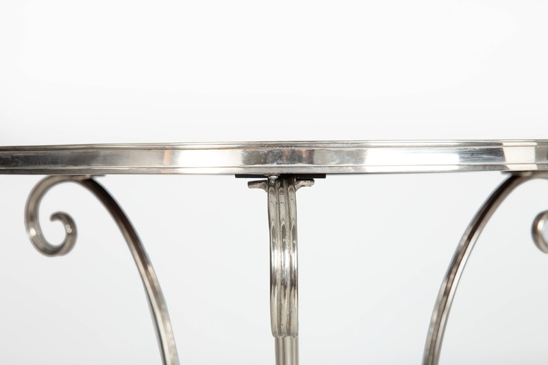 Modernist Chromed and Mirrored Gueridon Side Table in Neoclassical Style gallery