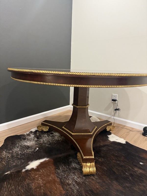 Francesco Molon Round Wood Accent Table Gold Trim Traditional Style gallery