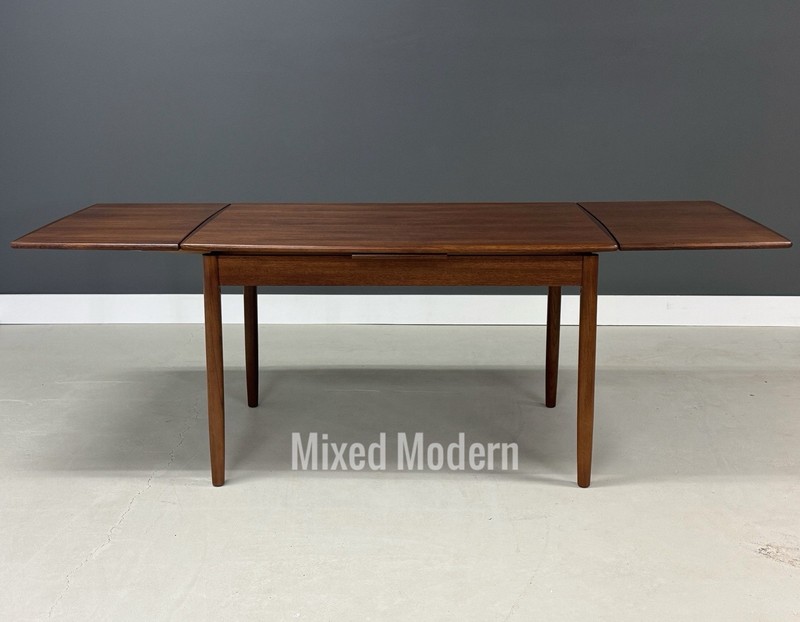Refinished 72” Danish Modern Teak Draw Leaf Table