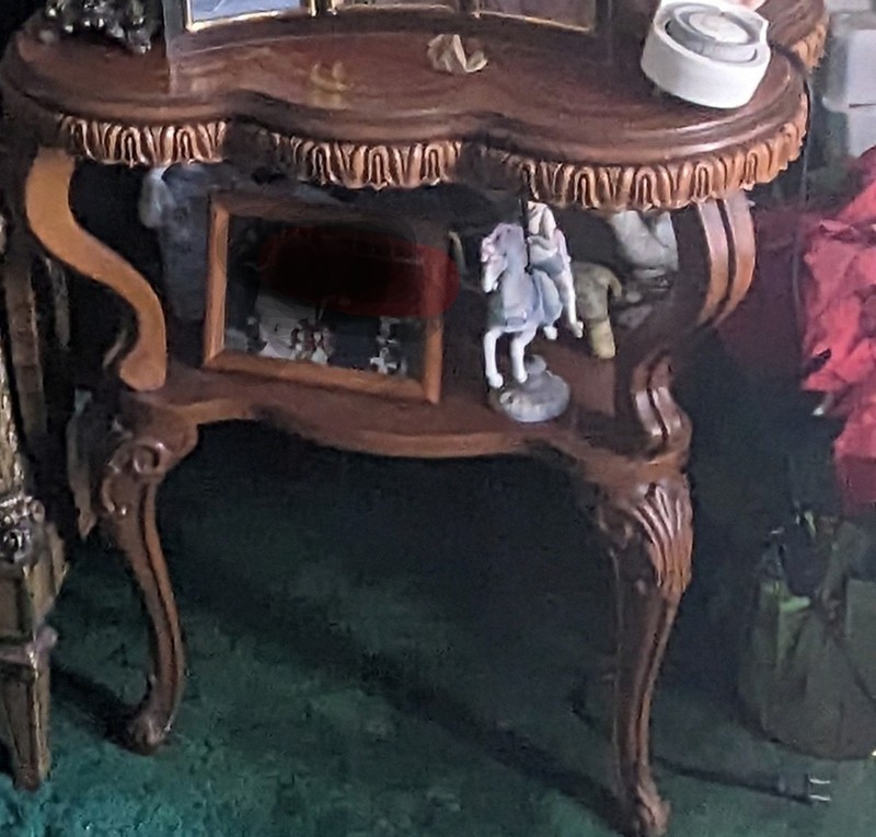 Vintage! Set of 2 French Inspired Art Deco Carved Wood side tables.