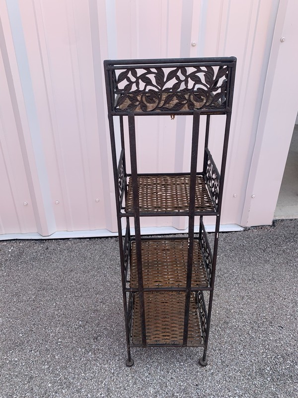 Vintage Wicker And Wrought Iron Plant Table/Display Table