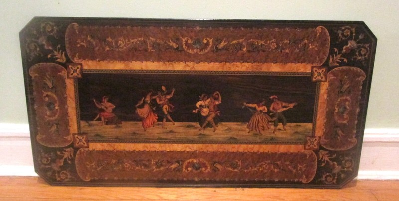 Large Antique 39" Inlaid ITALIAN Wall Hanging or Table Top w/ Rare Woods c. 1890