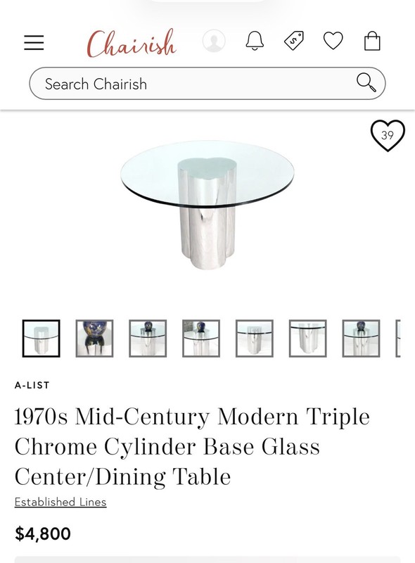 1970s Mastercraft Sculptural Chrome Pedestal and Glass Top Round Dining Table gallery