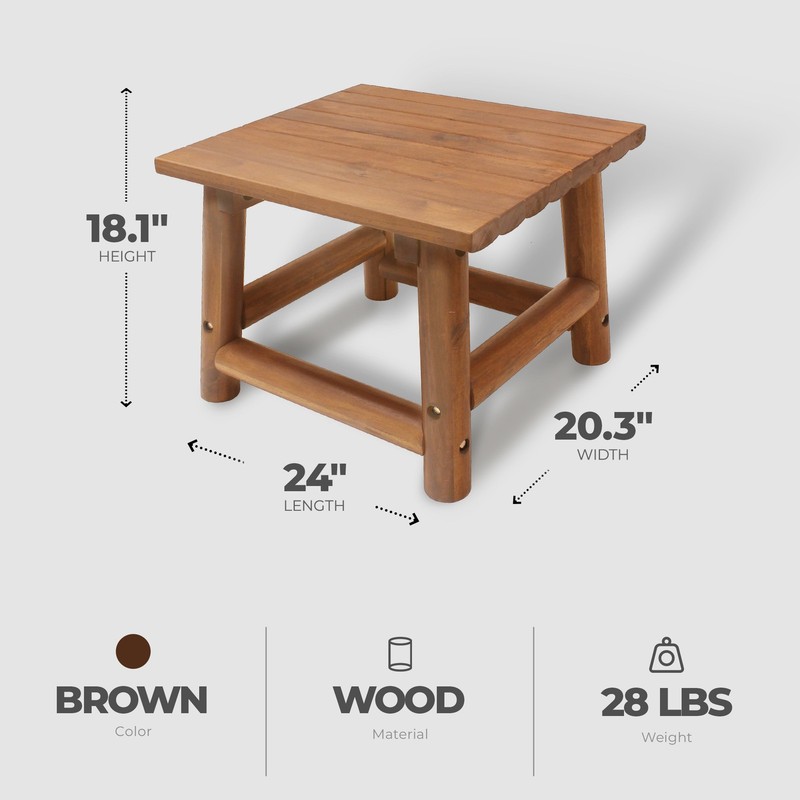 Leigh Country Amber Log Outdoor Patio Handcrafted Hardwood End Table, Brown gallery