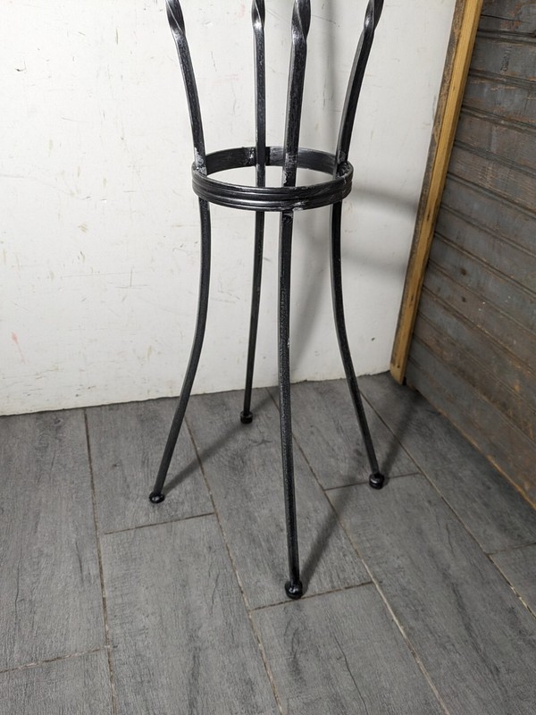 Vintage Mid Century Modern Round Slate Tile Iron Plant Stand Pedestal Table gallery