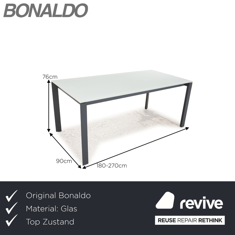 Bonaldo Twice Glass Dining Table White Matt Extendable 180/225/270 x 76 x 90 cm gallery