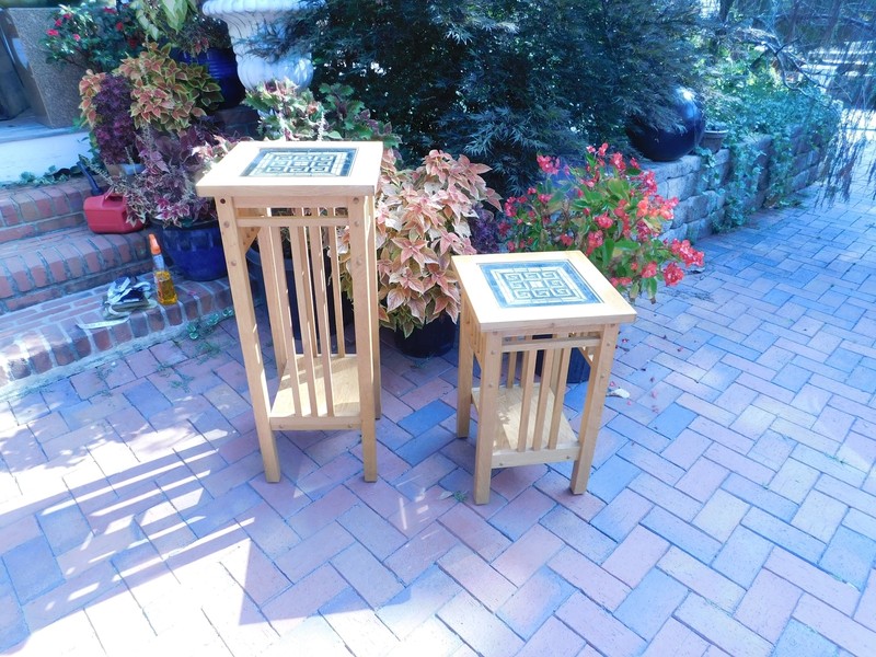 Frank Lloyd Wright Style Mission Oak Table With Shelf 15" W x 15 " L x 36" gallery