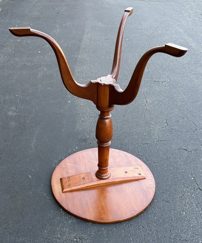 Fine bench made Queen Anne style snake foot candle stand. Early to mid 20th cent gallery