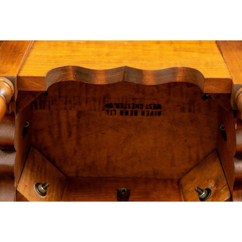 River Bend Ltd's Curly Maple Cookie Side Table With Turned Legs gallery