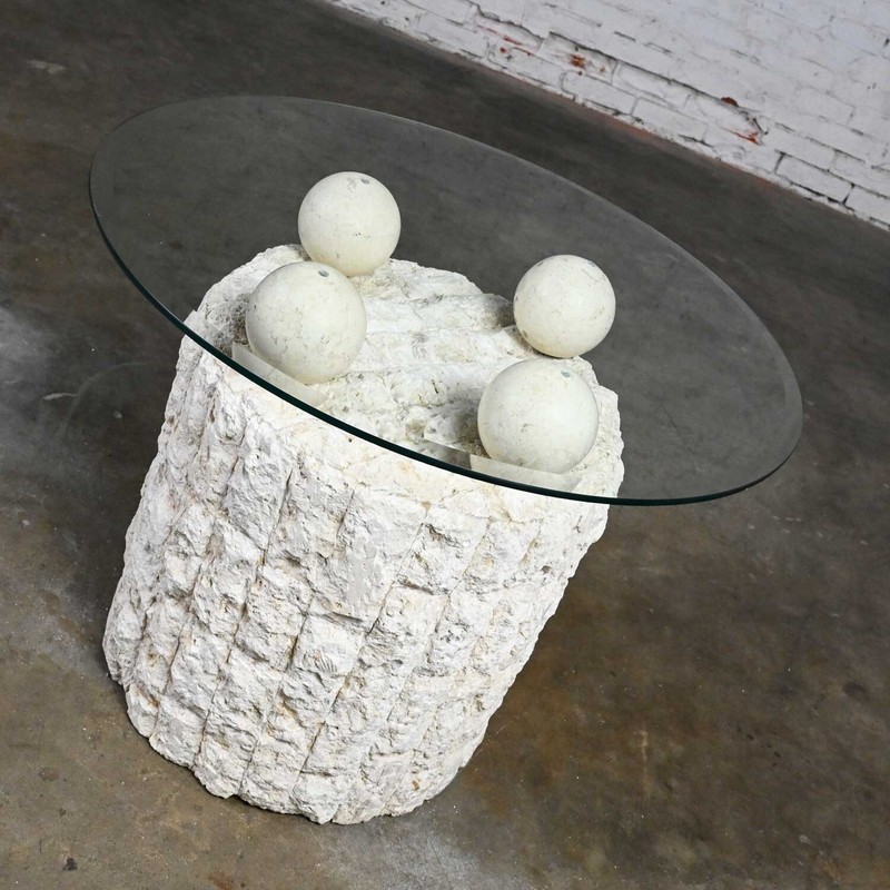 Postmodern Rnd Tessellated Mactan Stone Side Table 4 Sphere Style Maitland Smit gallery