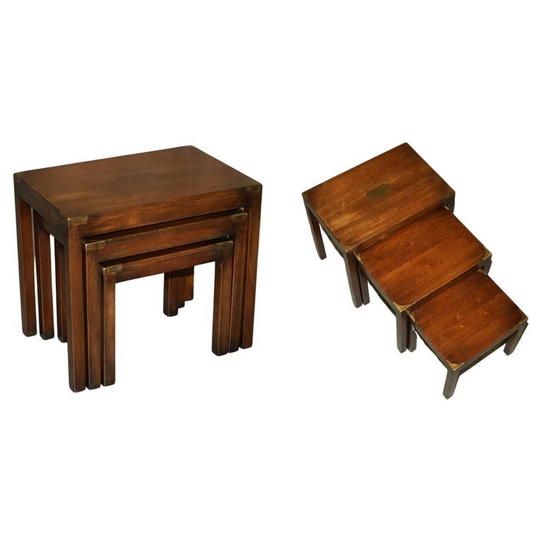 LOVELY HARRODS KENNEDY COFFEE & SIDE TABLE NEST OF TABLES MILITARY CAMPAIGN