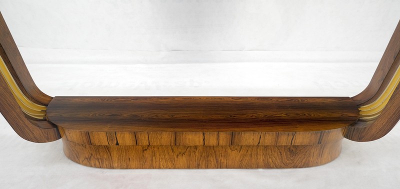 French Art Deco Rosewood Heavy Solid Brass Supports Demilune Console Hall Table gallery