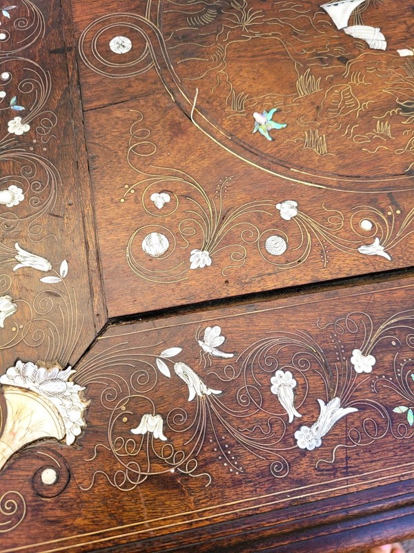 Small Oak And Walnut Table With Inlays, France 19th Century gallery