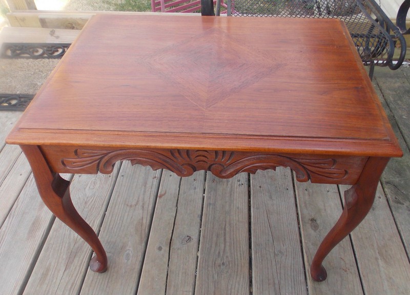 Carved Walnut Coffee Table with Glass Serving Tray (RP-CT-155) gallery