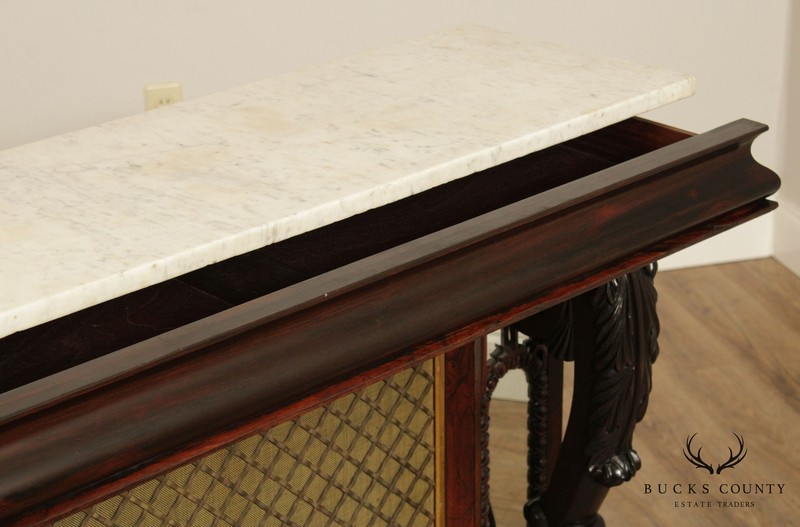 Antique 19th Century English Regency Rosewood Marble Top Console gallery