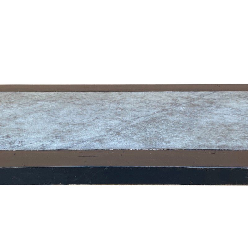 Distressed Black Lacquer Stone Top Scroll Legs Rectangular Coffee Table cs7287 gallery