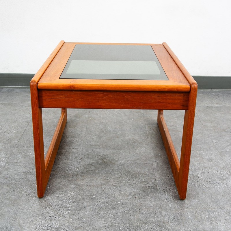 Mid Century Danish Modern End Table Teak Glass Side Nightstands Komfort Mcm gallery