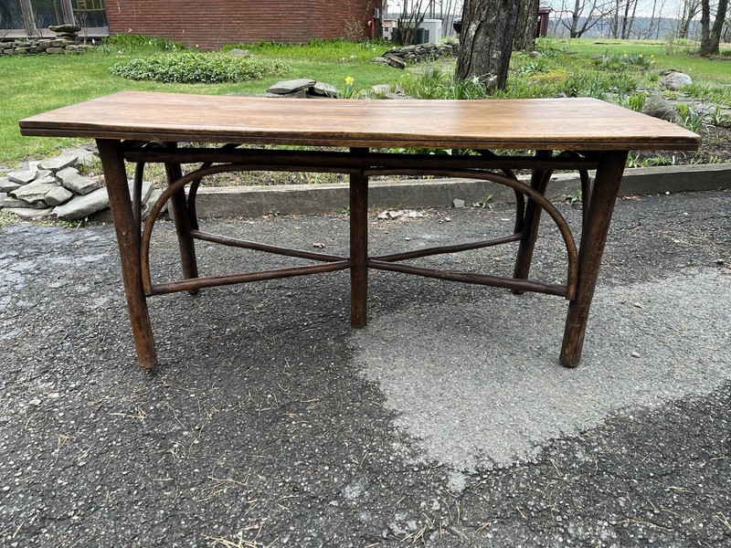 Rare Early Old Hickory Dining Table Or Sofa Table, Rustic, Adirondack, Camp