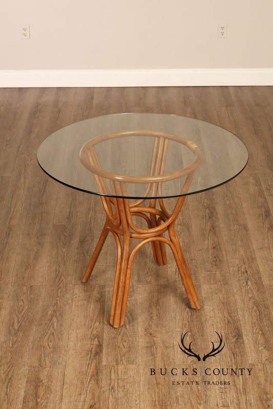 Boho Chic Round Glass Top Rattan Bistro Table gallery