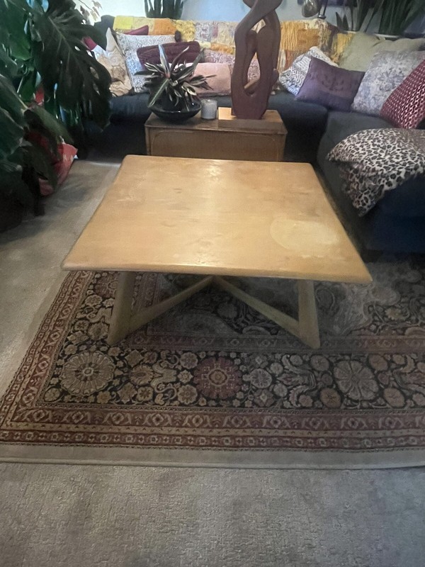 Heywood Wakefield Mid-Century BLONDE X BASE SQUARE COFFEE TABLE Original Finish