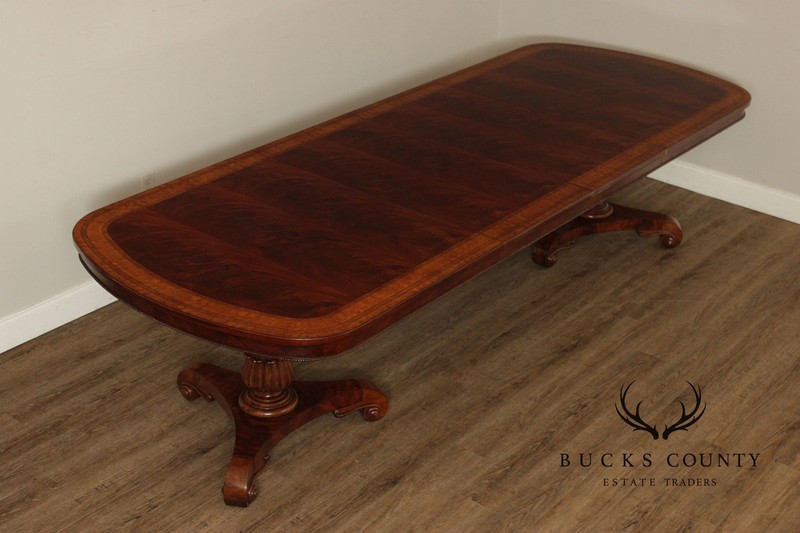 Regency Style Quality Banded Mahogany Double Pedestal Dining Table With 2 Leaves gallery