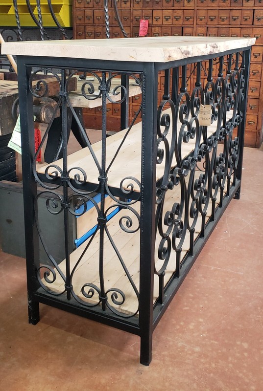Custom Made Wrought Iron & Wood Console Table with 3 Shelves GS00408 gallery