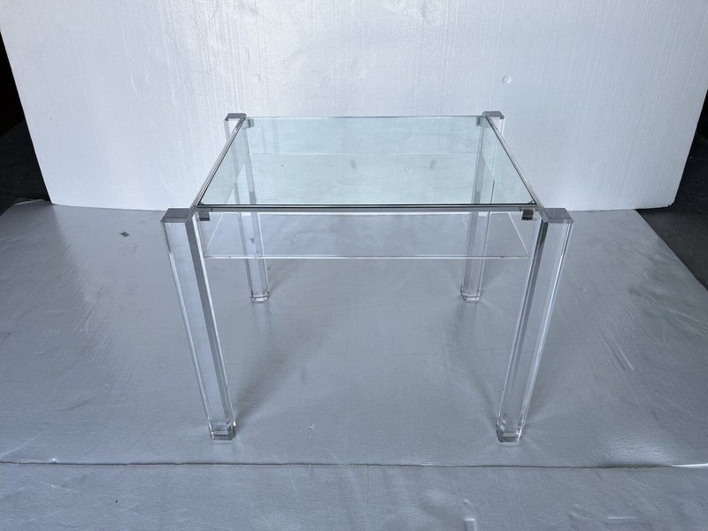 Mid-Century Modern Lucite and Glass Side Table gallery