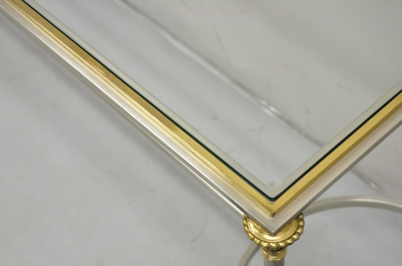 Maison Jansen Style Steel and Brass Neoclassical Directoire Console Sofa Table gallery