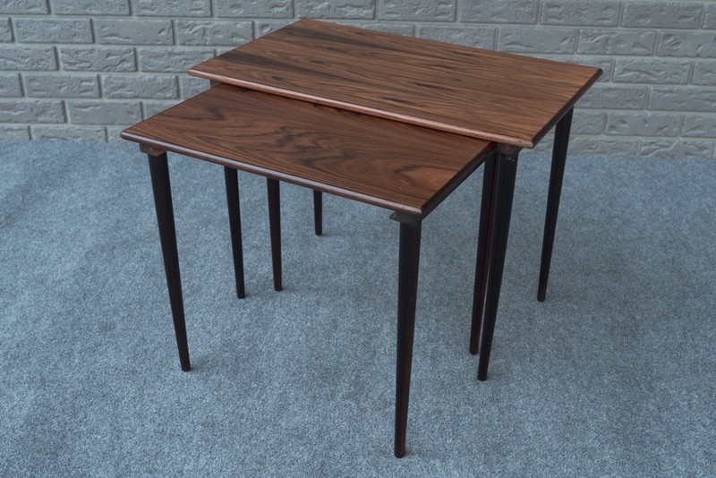 Pair Mid Century Danish Modern Kai Kristiansen Westnofa Rosewood Nesting Tables