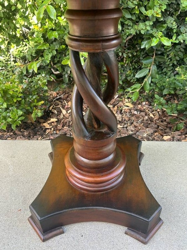 Farmhouse Drum Mahogany Round End Table/Side Table gallery
