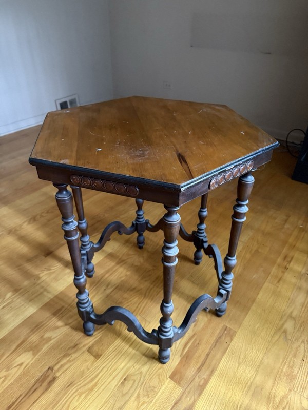 Antique 1929 Octagon Table By “Morgan La Salle” 24inx29in gallery