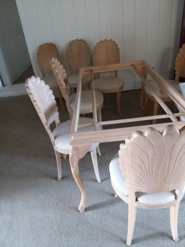 Hollywood Regency Vintage Shell Back Dining Table , 8 Chairs And Table gallery