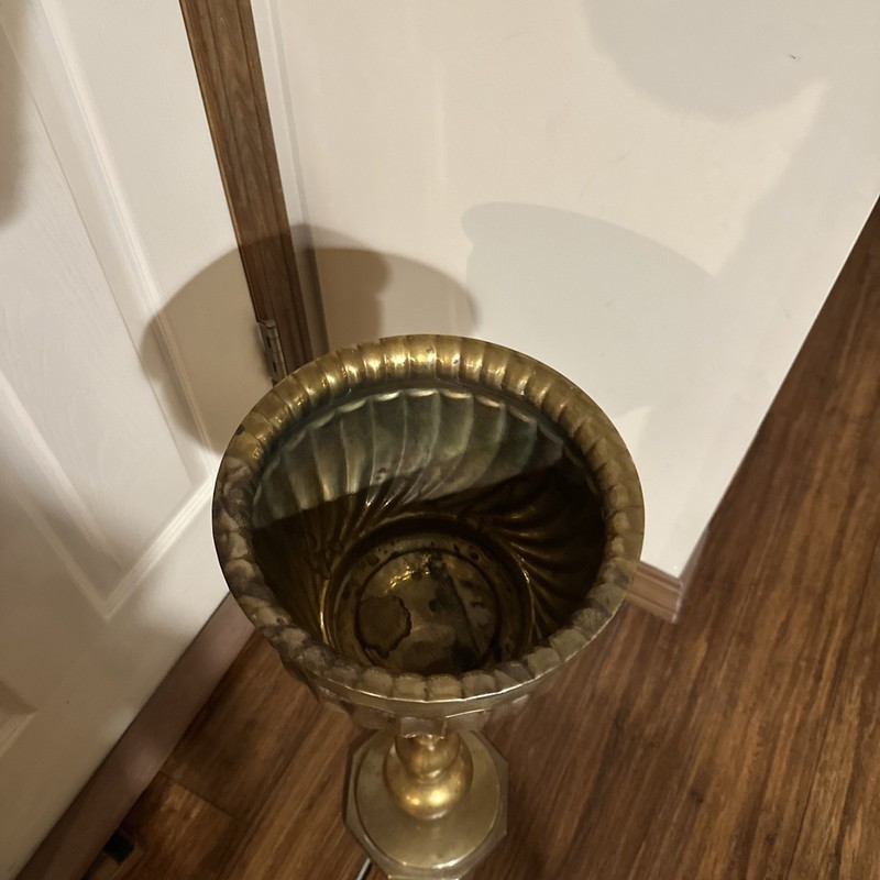Vintage Brass Plant Planter Stand Pedestal Table 25” Tall gallery