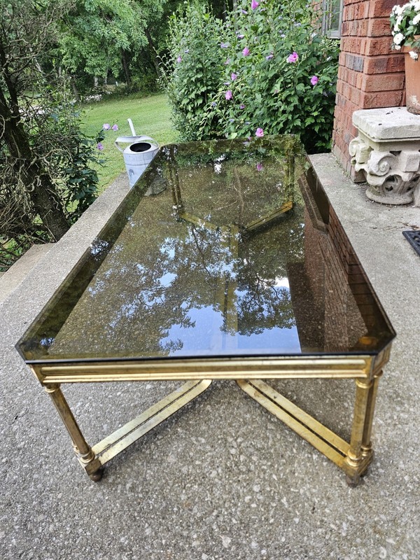 VINTAGE MID-CENTURY MODERN COFFEE TABLE HOLLYWOOD REGENCY GILDED METAL CONSOLE gallery