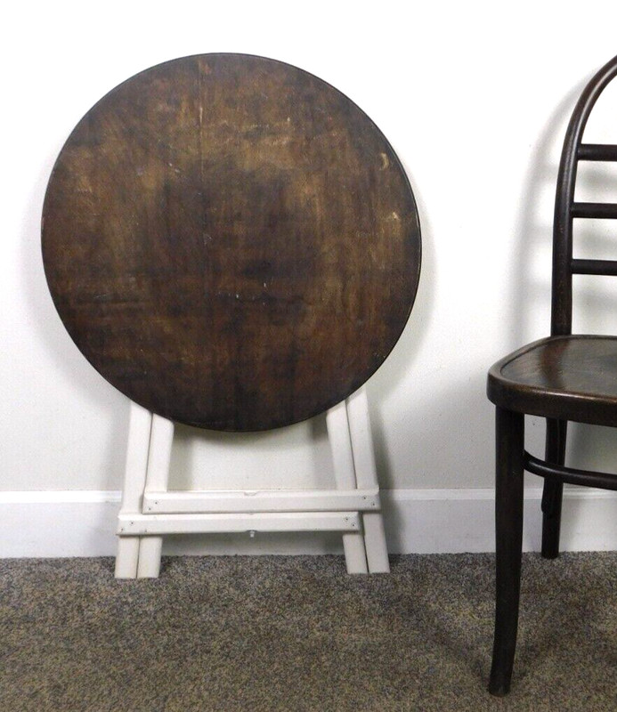 Vintage 1970s Smart Folding 23″ Round Deck Cafe Gateleg Snack Card Table COOL