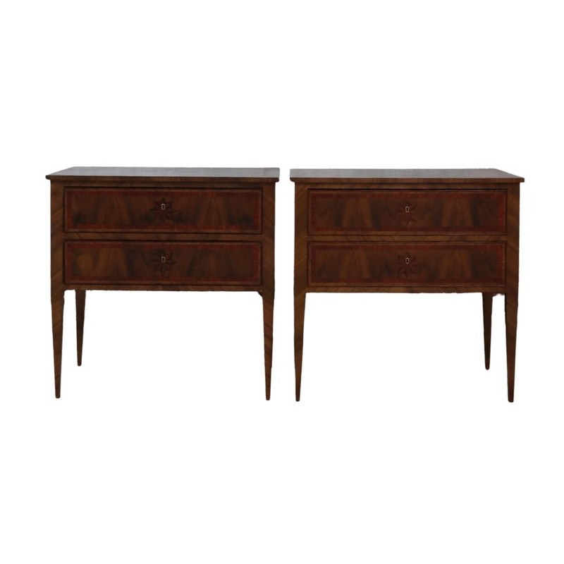 19th Century French Walnut Star Inlay Table (Set of 2)