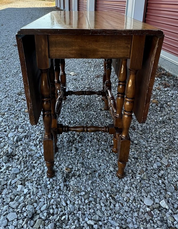 Vintage Spindle Gateleg Table W/ Drop Side & Hidden Butterfly Center Leaf gallery